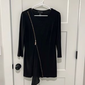 Black blouse with gold zipper